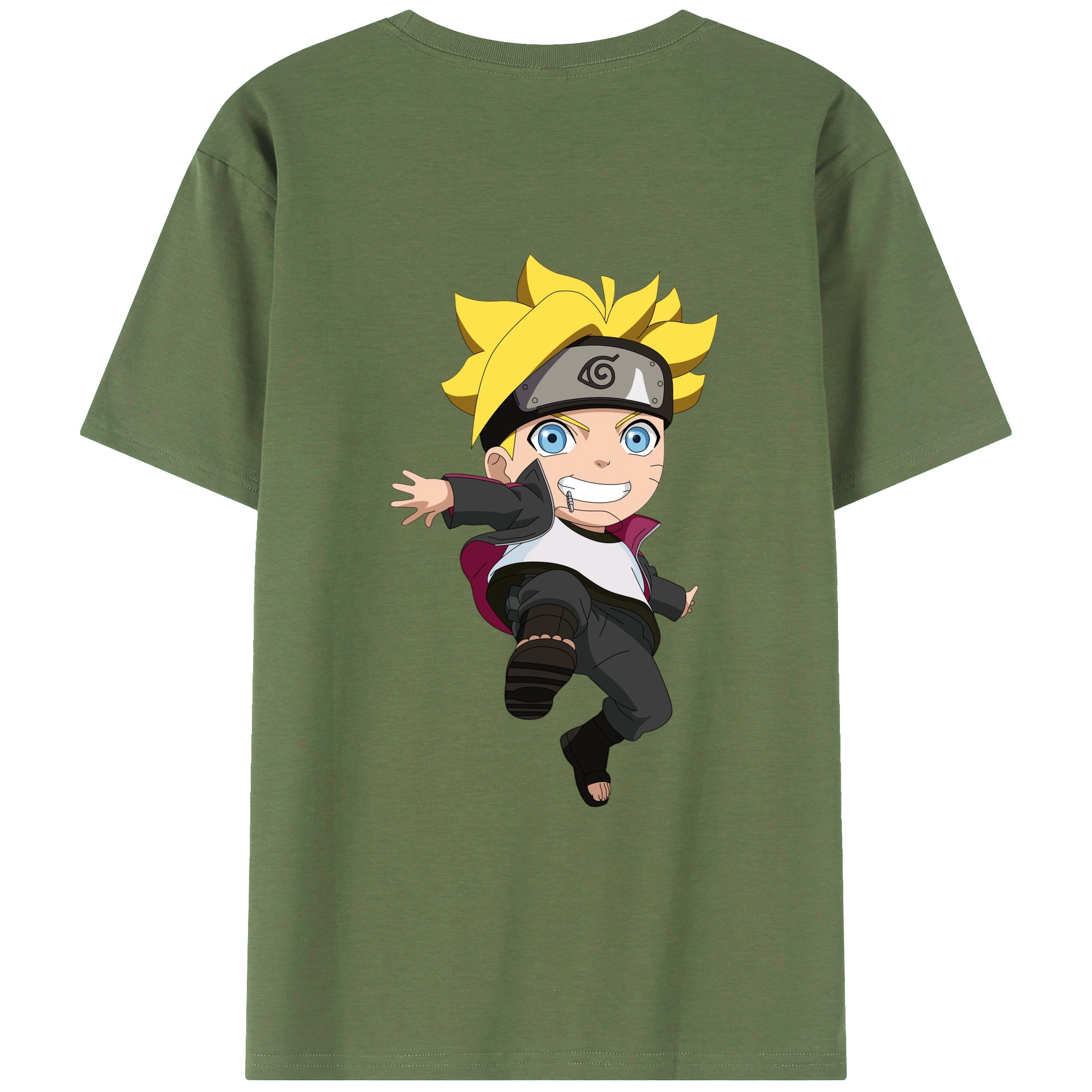 （画像用） NARUTO -ナルト- うずまき ボルト Uzumaki Boruto 綿100％ メンズ半袖Tシャツ（バックプリント） 通気性